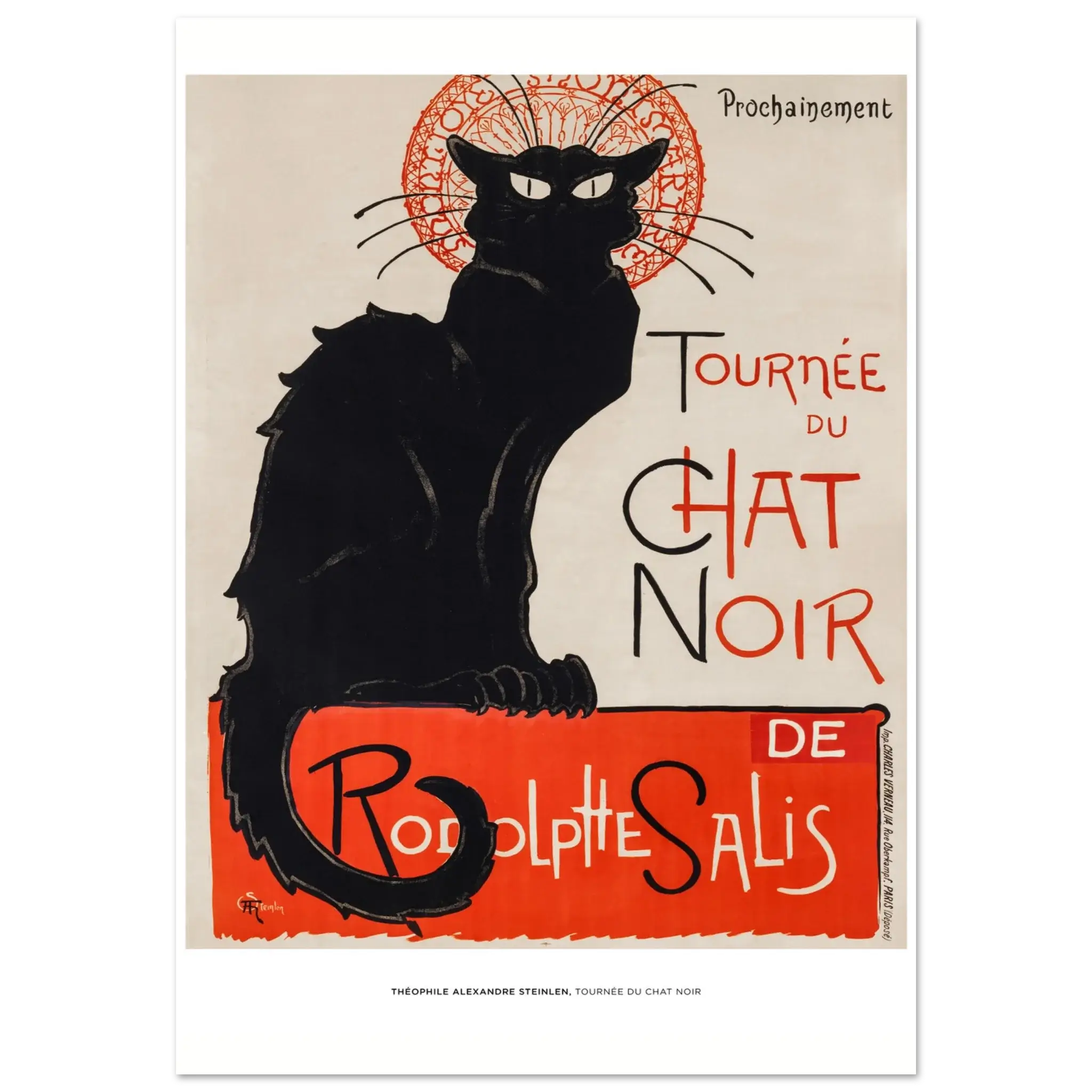 "Tournée du Chat Noir" von Théophile Alexandre Steinlen, Hochwertiger Kunstdruck,  21x29.7 cm / 8x12"-A3 (29.7 x 42  cm)-45x60 cm / 18x24″-50x70 cm / 20x28″-60x80 cm / 24x32″-70x100 cm / 28x40″,  Printree.ch