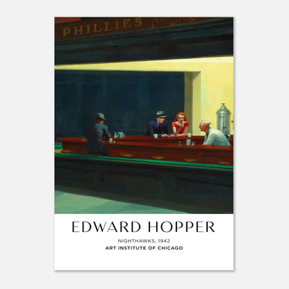 Edward Hopper Nighthawks 1942 Art Poster – Urban Nightlife Print, Hochwertiger Kunstdruck,  21x29.7 cm / 8x12"-A3 (29.7 x 42  cm)-45x60 cm / 18x24″-50x70 cm / 20x28″-60x80 cm / 24x32″-70x100 cm / 28x40″,  Printree.ch