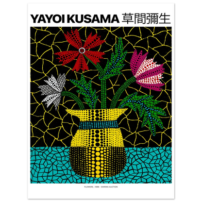 "Flowers, 1996" von Yayoi Kusama, Hochwertiger Kunstdruck,  21x29.7 cm / 8x12"-A3 (29.7 x 42  cm)-45x60 cm / 18x24″-50x70 cm / 20x28″-60x80 cm / 24x32″-70x100 cm / 28x40″,  Printree.ch