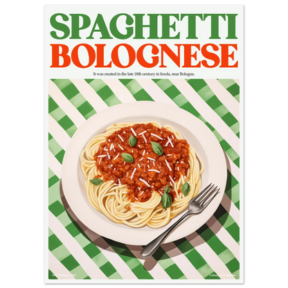 Spaghetti Bolognese – Ein Klassiker in künstlerischer Perfektion, Hochwertiger Kunstdruck,  21x29.7 cm / 8x12"-A3 (29.7 x 42  cm)-45x60 cm / 18x24″-50x70 cm / 20x28″-60x80 cm / 24x32″-70x100 cm / 28x40″,  Printree.ch