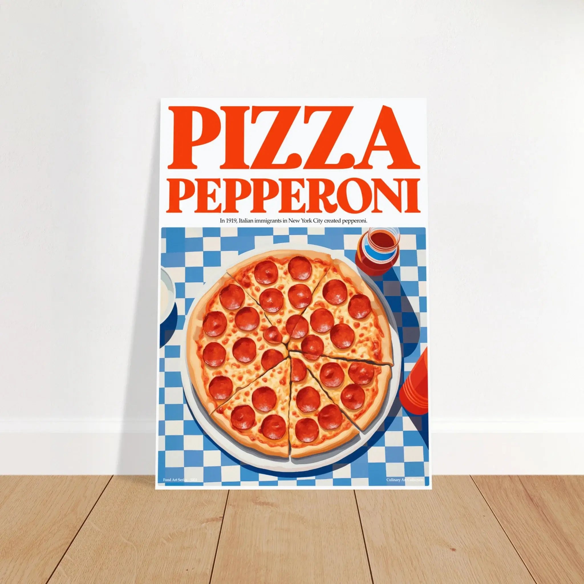 Pizza Pepperoni – Kulinarische Pop-Art für dein Zuhause, Hochwertiger Kunstdruck,  21x29.7 cm / 8x12"-A3 (29.7 x 42  cm)-45x60 cm / 18x24″-50x70 cm / 20x28″-60x80 cm / 24x32″-70x100 cm / 28x40″,  Printree.ch