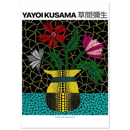 "Flowers, 1996" von Yayoi Kusama, Hochwertiger Kunstdruck,  21x29.7 cm / 8x12"-A3 (29.7 x 42  cm)-45x60 cm / 18x24″-50x70 cm / 20x28″-60x80 cm / 24x32″-70x100 cm / 28x40″,  Printree.ch