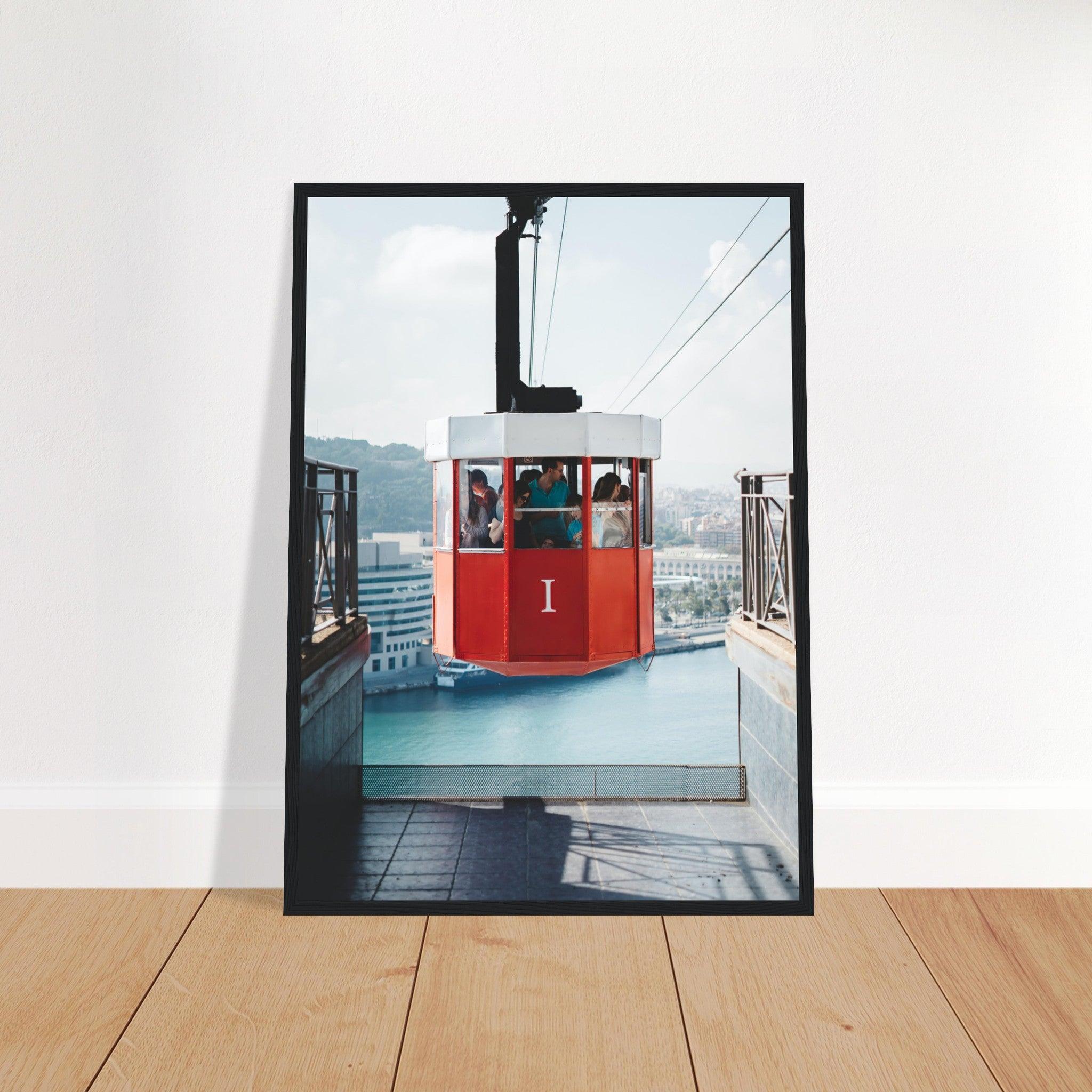 Barcelona Skyline Poster - Printree.ch Aussichtspunkt, Barcelona, Foto, Fotografie, Kabelbahn, Küstenstadt, Montjuïc, Reisen, Sehenswürdigkeiten, Seilbahn, Spanien, Stadtansicht, Stadtpanorama, Transport, unsplash