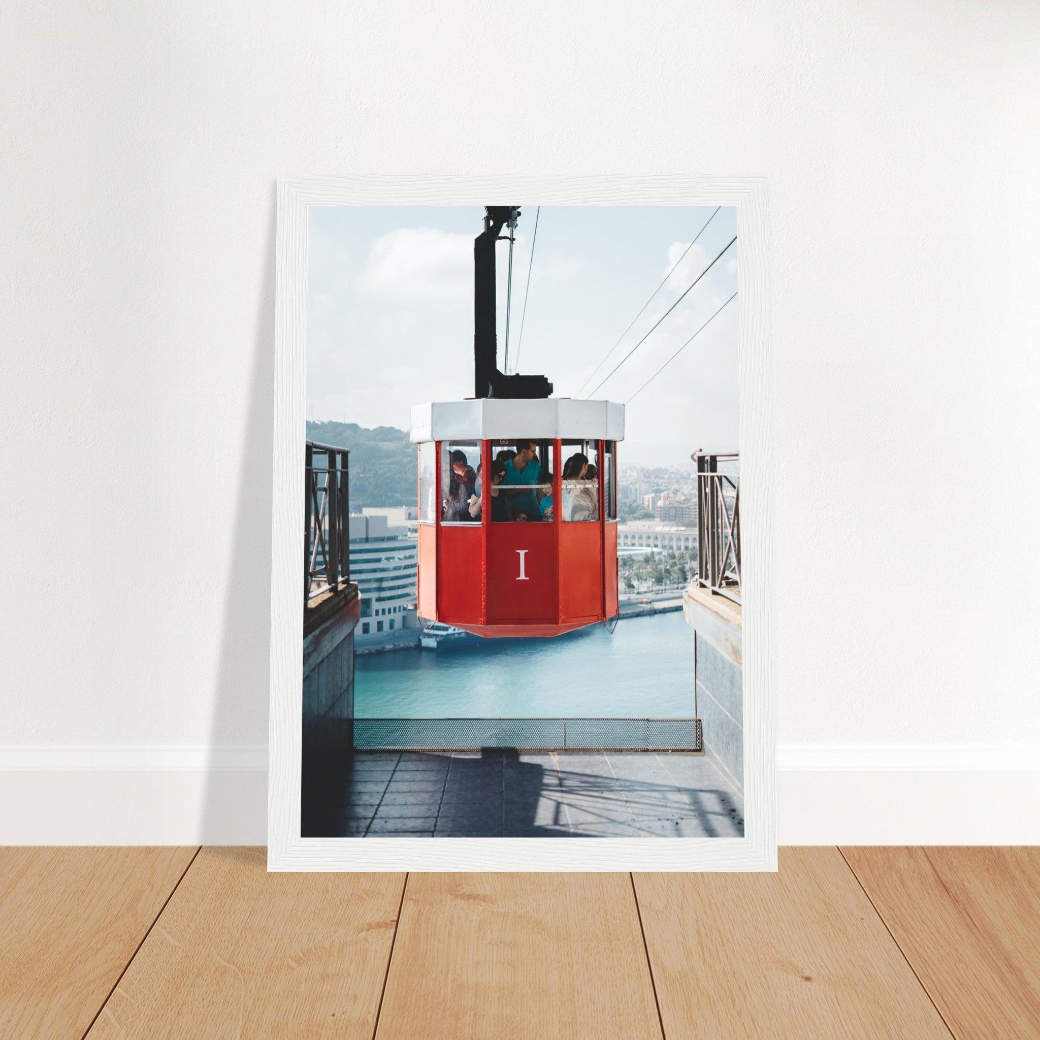 Barcelona Skyline Poster - Printree.ch Aussichtspunkt, Barcelona, Foto, Fotografie, Kabelbahn, Küstenstadt, Montjuïc, Reisen, Sehenswürdigkeiten, Seilbahn, Spanien, Stadtansicht, Stadtpanorama, Transport, unsplash