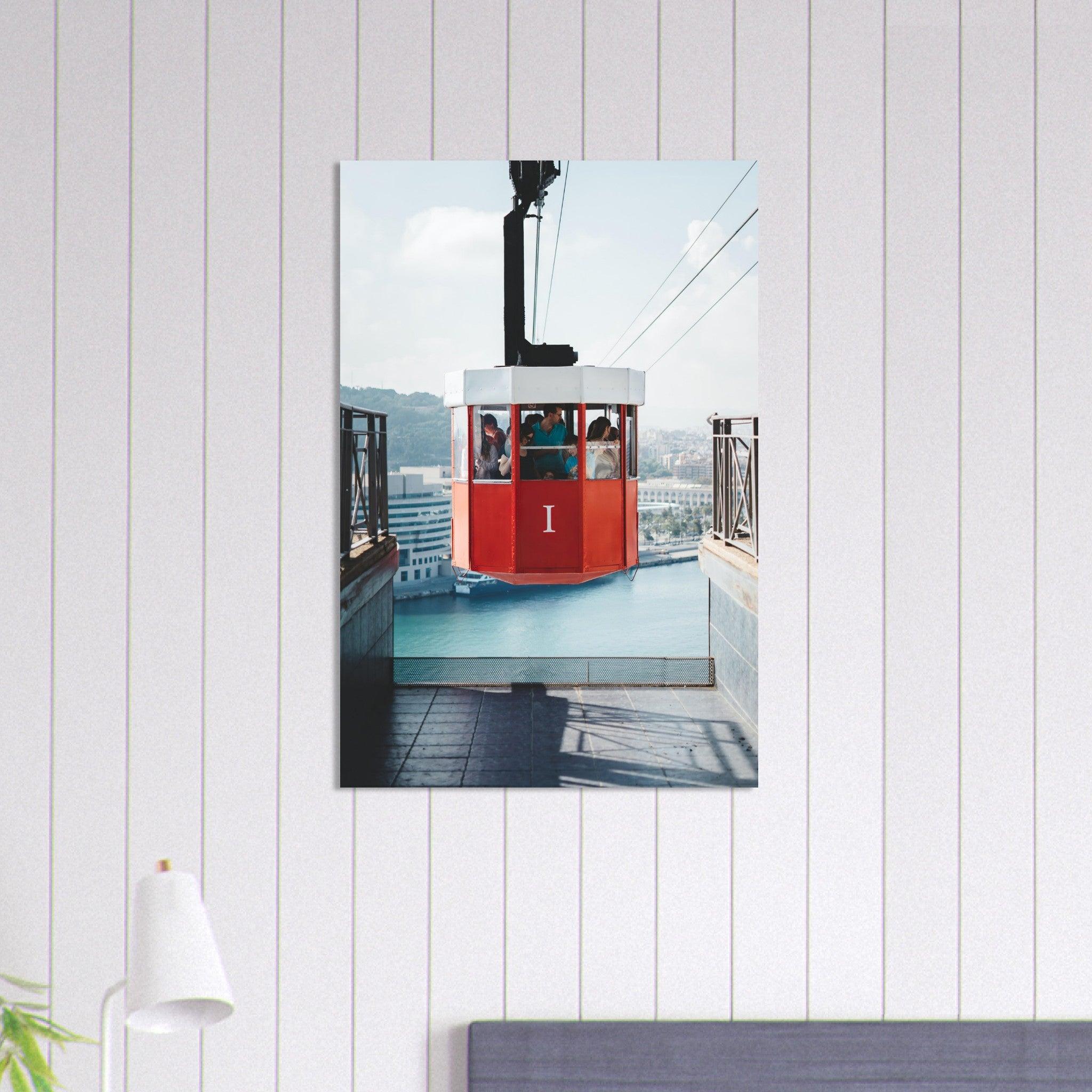 Barcelona Skyline Poster - Printree.ch Aussichtspunkt, Barcelona, Foto, Fotografie, Kabelbahn, Küstenstadt, Montjuïc, Reisen, Sehenswürdigkeiten, Seilbahn, Spanien, Stadtansicht, Stadtpanorama, Transport, unsplash