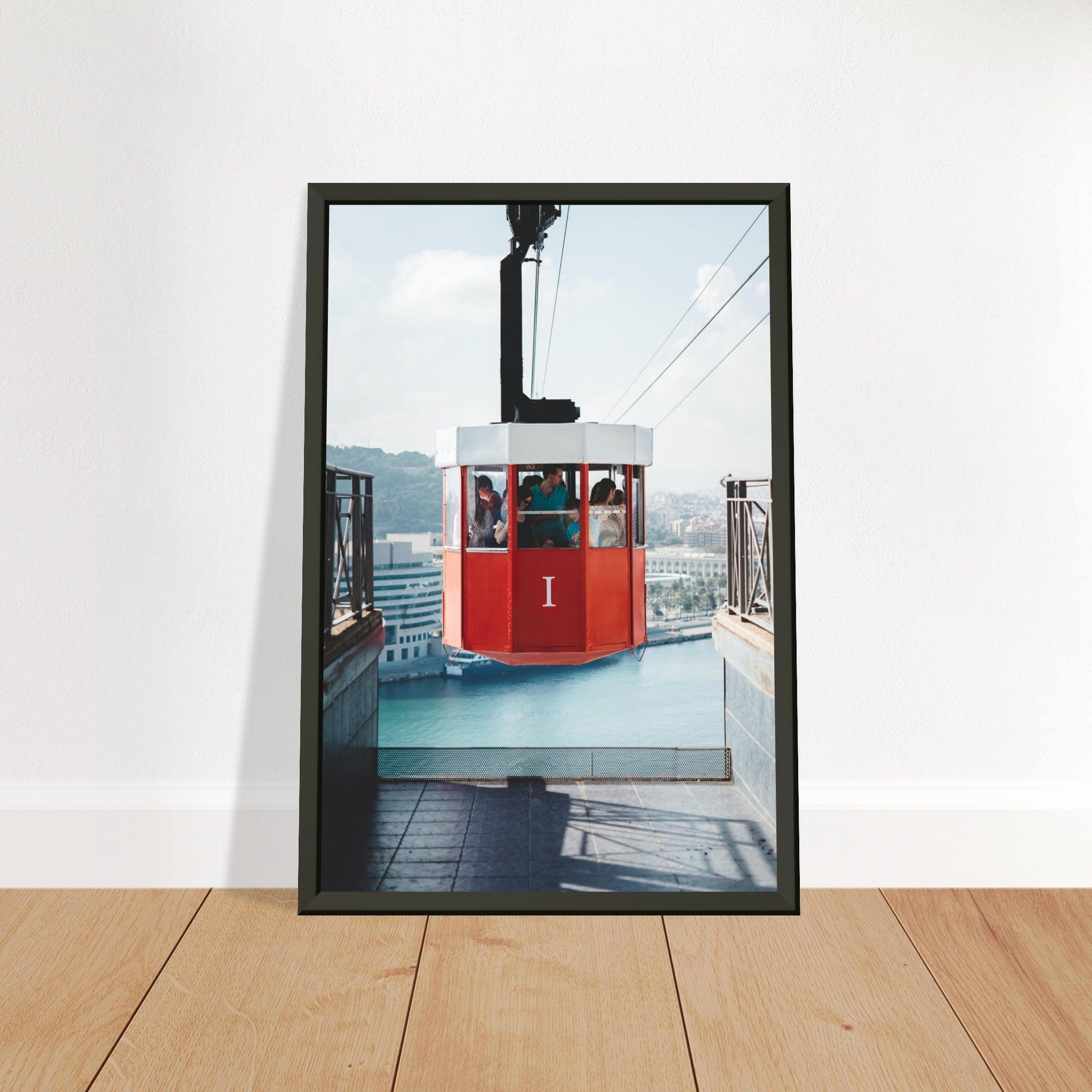 Barcelona Skyline Poster - Printree.ch Aussichtspunkt, Barcelona, Foto, Fotografie, Kabelbahn, Küstenstadt, Montjuïc, Reisen, Sehenswürdigkeiten, Seilbahn, Spanien, Stadtansicht, Stadtpanorama, Transport, unsplash