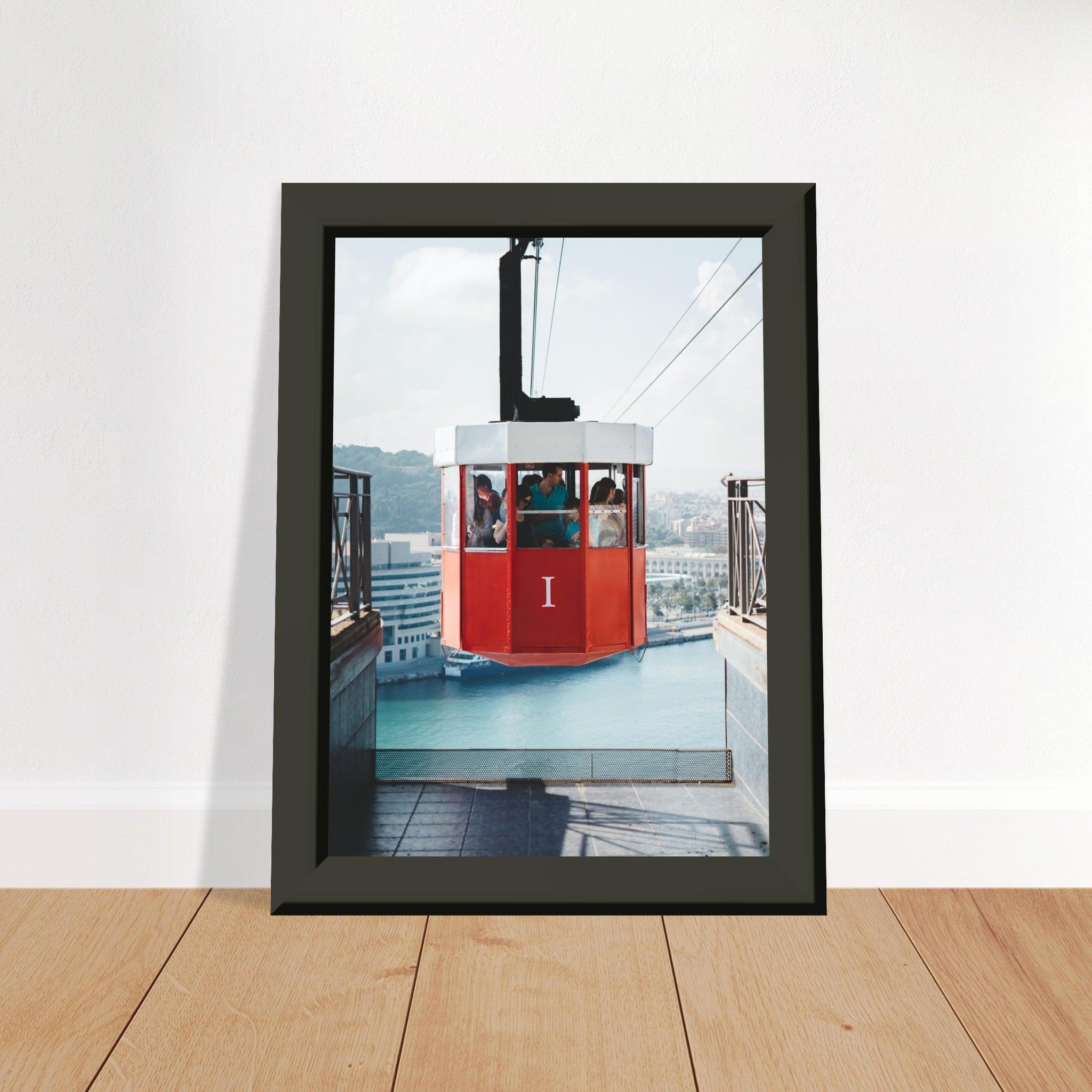 Barcelona Skyline Poster - Printree.ch Aussichtspunkt, Barcelona, Foto, Fotografie, Kabelbahn, Küstenstadt, Montjuïc, Reisen, Sehenswürdigkeiten, Seilbahn, Spanien, Stadtansicht, Stadtpanorama, Transport, unsplash