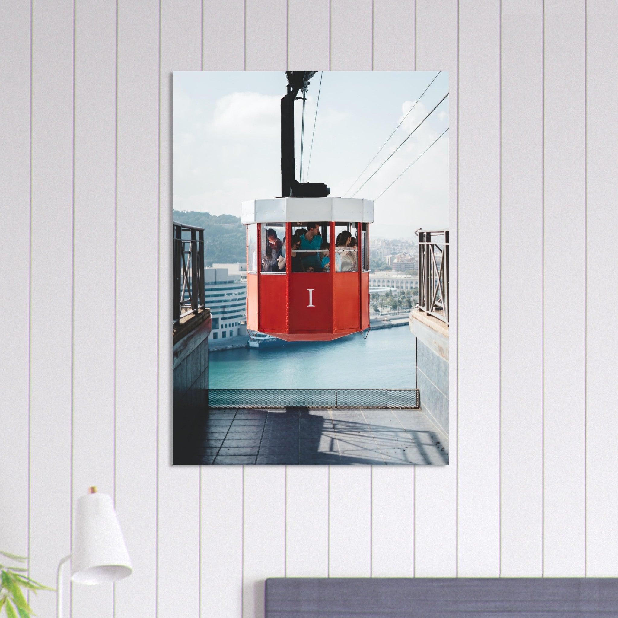 Barcelona Skyline Poster - Printree.ch Aussichtspunkt, Barcelona, Foto, Fotografie, Kabelbahn, Küstenstadt, Montjuïc, Reisen, Sehenswürdigkeiten, Seilbahn, Spanien, Stadtansicht, Stadtpanorama, Transport, unsplash