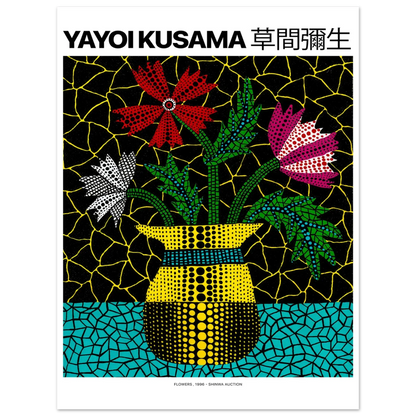 "Flowers, 1996" von Yayoi Kusama, Hochwertiger Kunstdruck,  21x29.7 cm / 8x12"-A3 (29.7 x 42  cm)-45x60 cm / 18x24″-50x70 cm / 20x28″-60x80 cm / 24x32″-70x100 cm / 28x40″,  Printree.ch