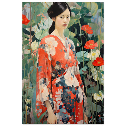 Im Blumenmeer - Printree.ch asiatisch, attraktiv, frau, Frau im Fokus, frauGesicht, hübsch, Japan, Kimono, Mädchen, schön, Schönheit, weiblich