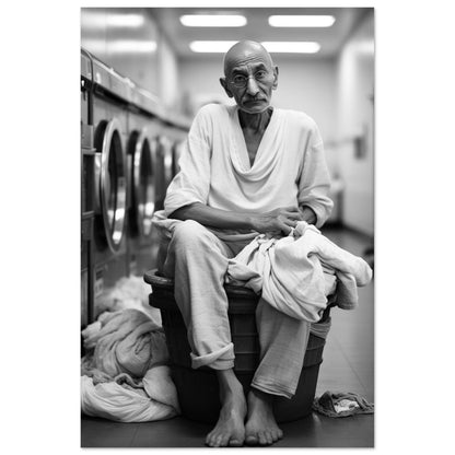 Laundry Day Mahatma Gandhi - Printree.ch AI, Andri Hofmann, Poster, Raumfahrt