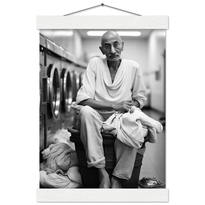 Laundry Day Mahatma Gandhi - Printree.ch AI, Andri Hofmann, Poster, Raumfahrt