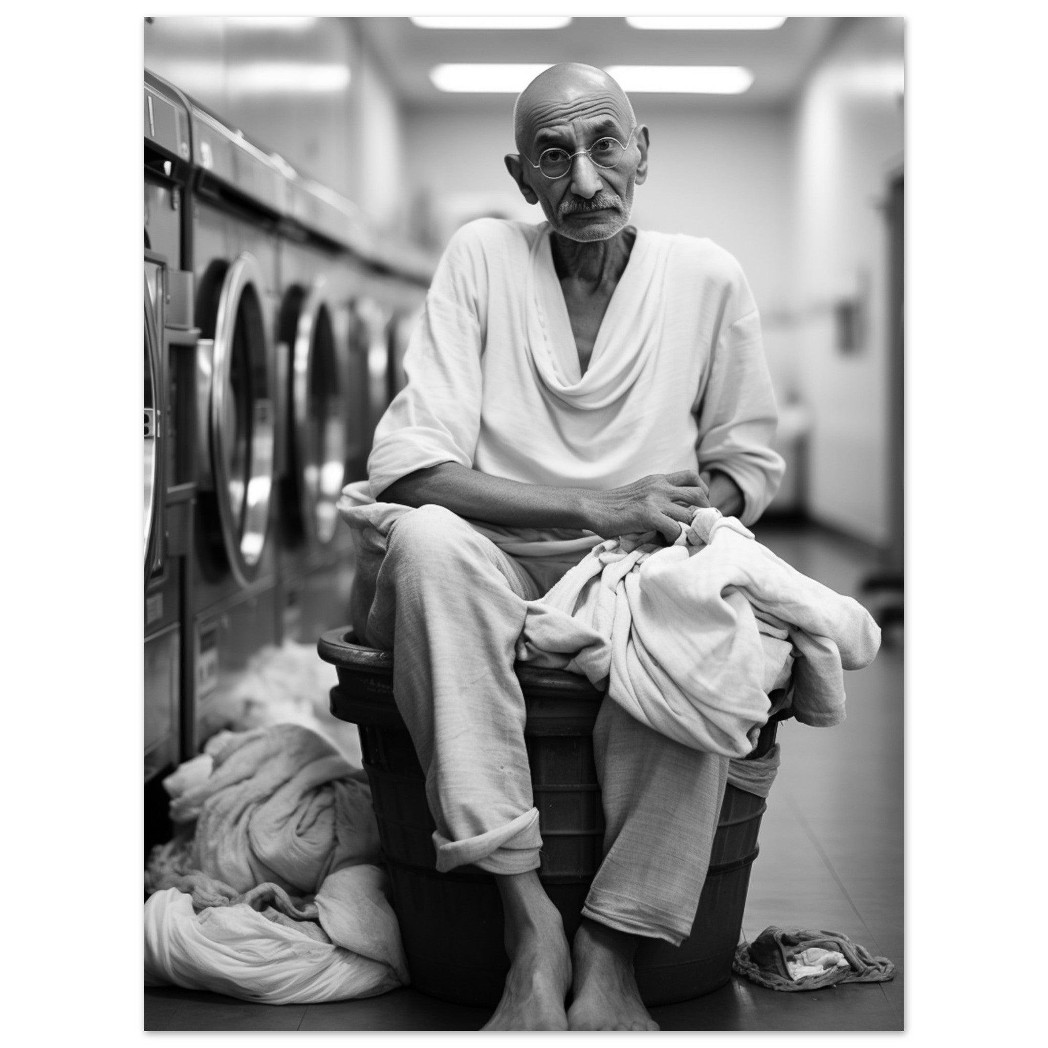 Laundry Day Mahatma Gandhi - Printree.ch AI, Andri Hofmann, Poster, Raumfahrt