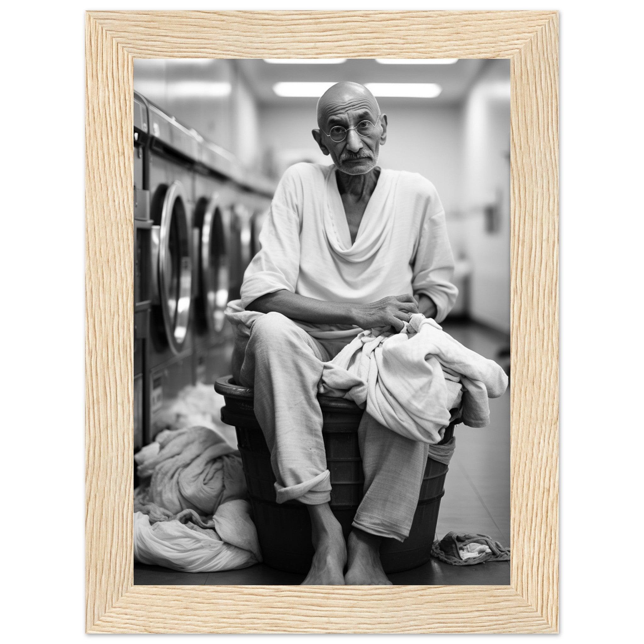 Laundry Day Mahatma Gandhi - Printree.ch AI, Andri Hofmann, Poster, Raumfahrt