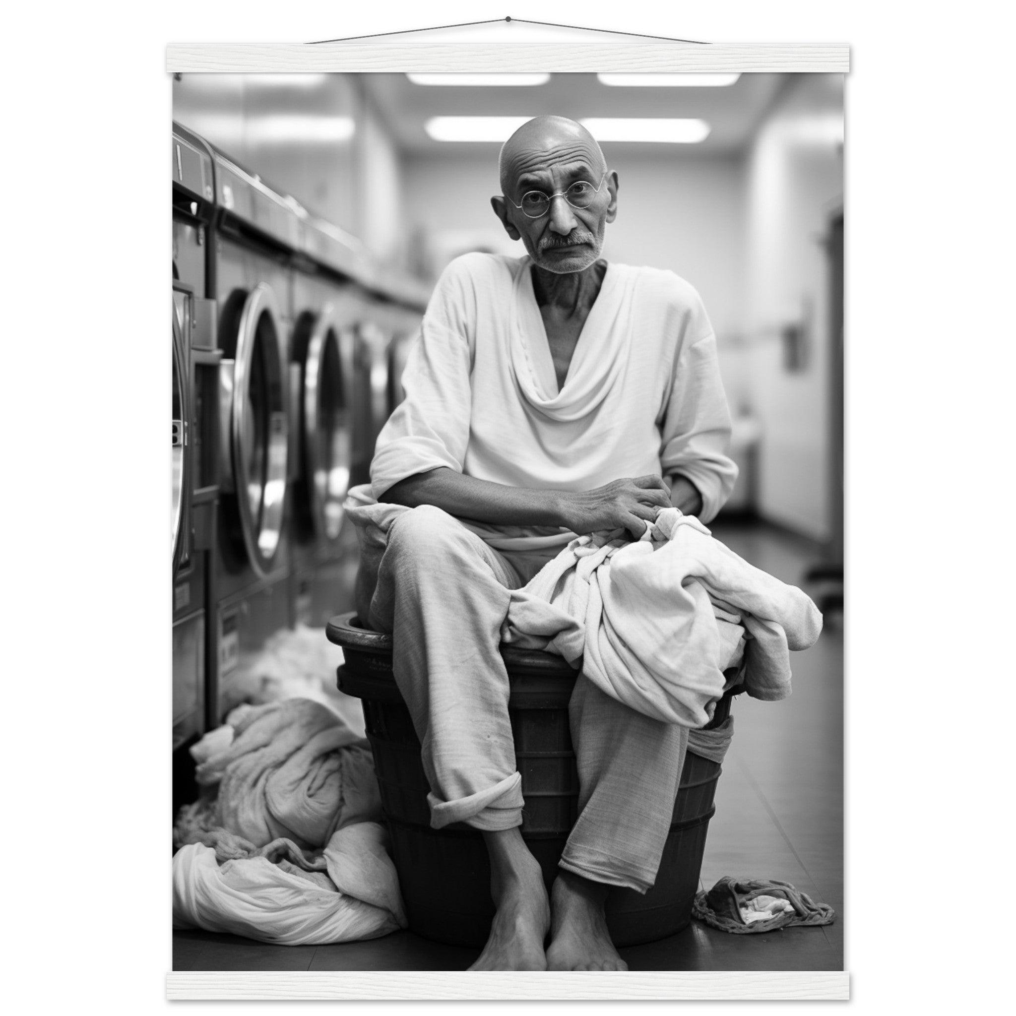 Laundry Day Mahatma Gandhi - Printree.ch AI, Andri Hofmann, Poster, Raumfahrt