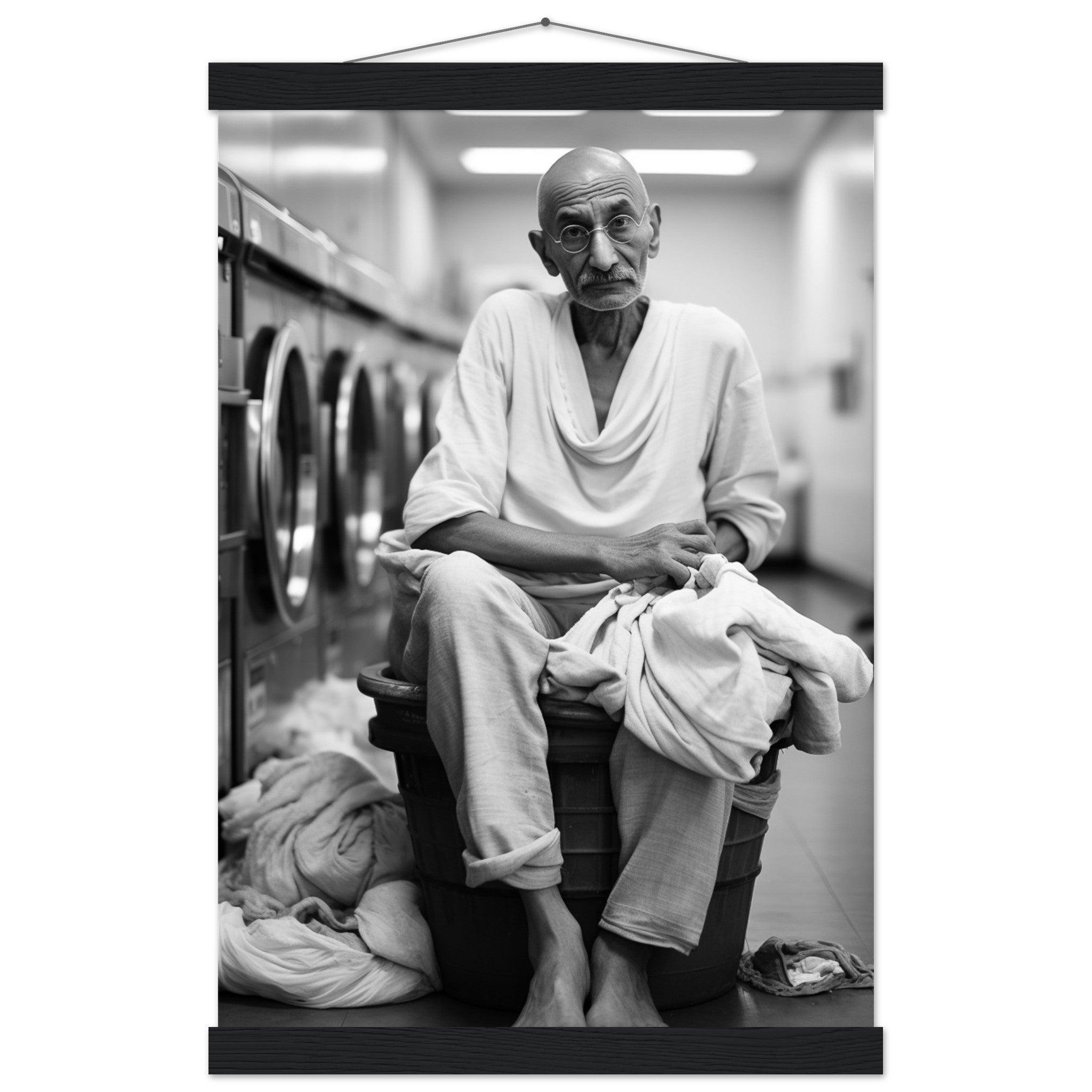 Laundry Day Mahatma Gandhi - Printree.ch AI, Andri Hofmann, Poster, Raumfahrt