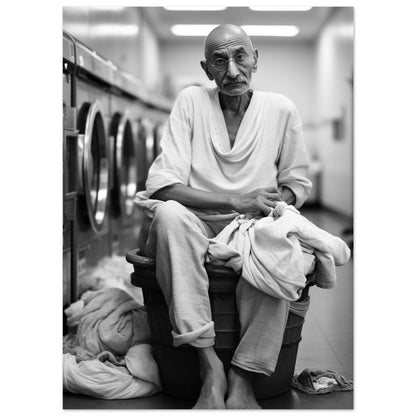 Laundry Day Mahatma Gandhi - Printree.ch AI, Andri Hofmann, Poster, Raumfahrt