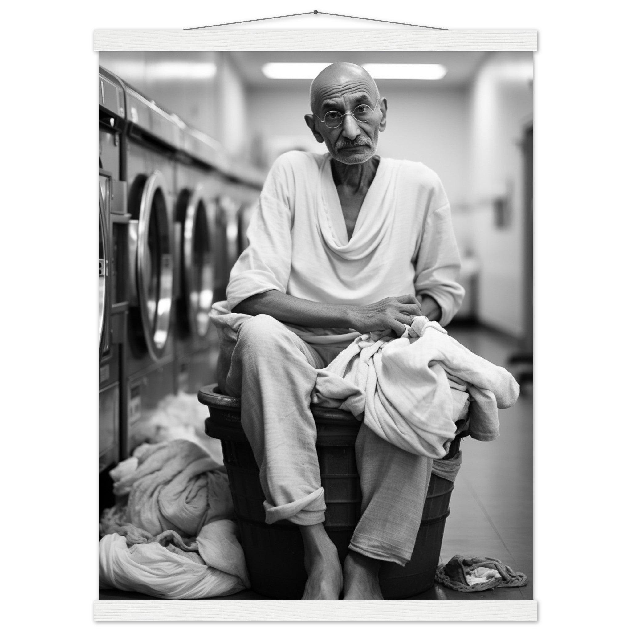 Laundry Day Mahatma Gandhi - Printree.ch AI, Andri Hofmann, Poster, Raumfahrt