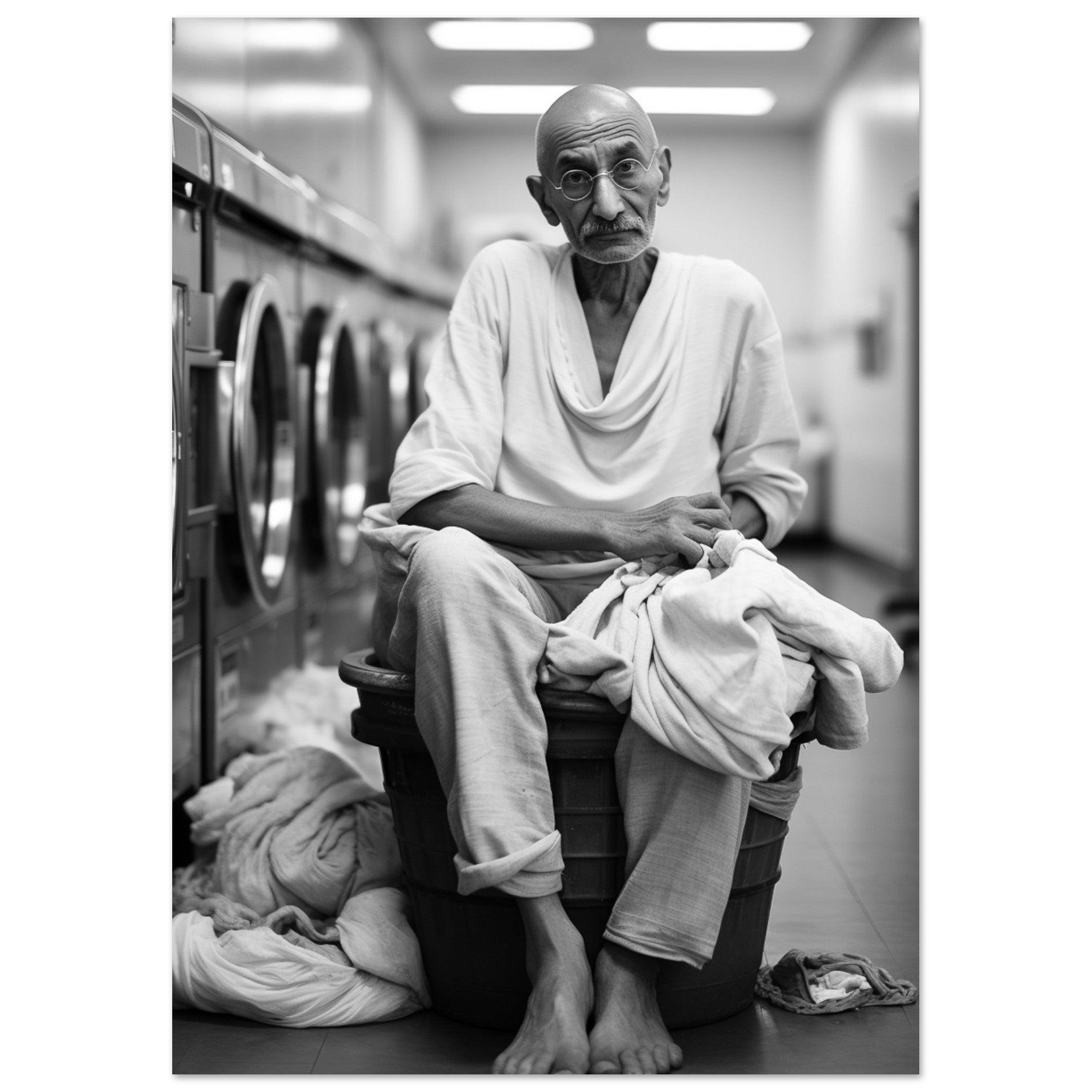 Laundry Day Mahatma Gandhi - Printree.ch AI, Andri Hofmann, Poster, Raumfahrt