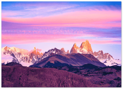 Morgens am Fitz Roy - Printree.ch anden, argentinien, attraktion, backpacker, beeindruckend, berg, blau, blick, einfachschweizer, exklusiv, Foto, Fotografie, gipfel, gletscher, himmel, im freien, landschaft, landschaftlich, monte, national, Natur, park, patagonien, Poster, range, Reisen, roy, schnee, schön, Südamerika, tourismus, touristen, wandern, wolken