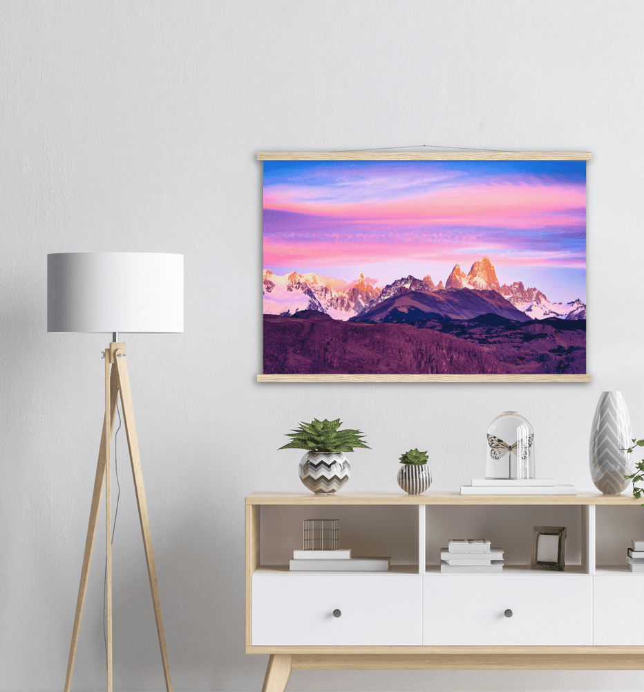 Morgens am Fitz Roy - Printree.ch anden, argentinien, attraktion, backpacker, beeindruckend, berg, blau, blick, einfachschweizer, exklusiv, Foto, Fotografie, gipfel, gletscher, himmel, im freien, landschaft, landschaftlich, monte, national, Natur, park, patagonien, Poster, range, Reisen, roy, schnee, schön, Südamerika, tourismus, touristen, wandern, wolken