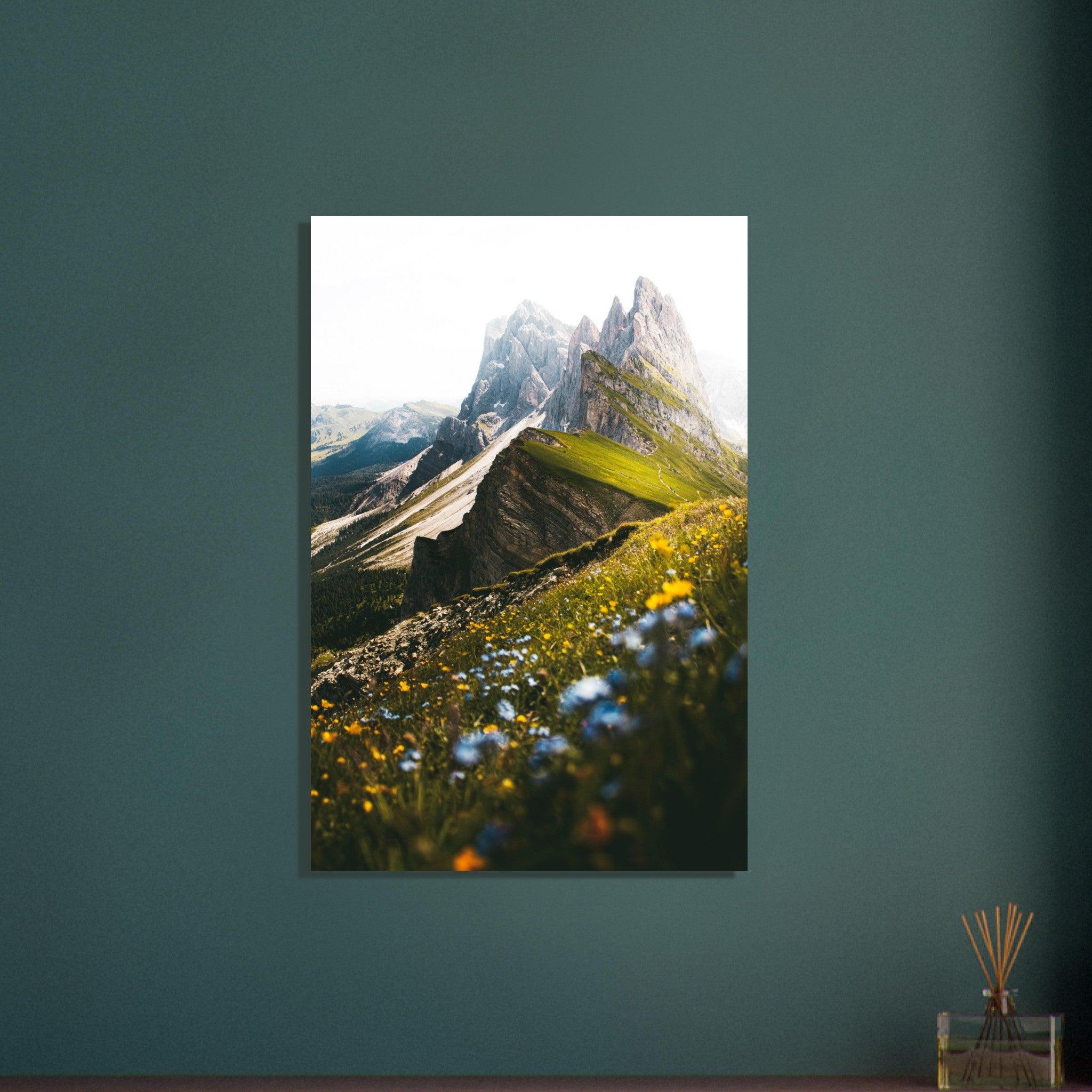 Seceda Naturposter - Printree.ch Alpen, Aussichtspunkt, Berglandschaft, Dolomiten, Foto, Fotografie, Italien, Natur, Ortisei, Panorama, Reisen, Seceda, Skifahren, unsplash, Wanderung