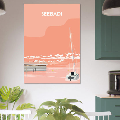 Seebadi Abendrot - Luzern - Printree.ch Abendstimmung, Freizeitanlage, Localspot, Luzern, Minimalismus, Poster, Seebadi, Städtische Erholung, Wasseraktivität