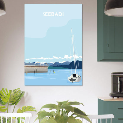 Seebadi - Luzern - Printree.ch Erholung, Freizeitaktivität, Localspot, Lokale Attraktion, Luzern, Minimalismus, Poster, Seebad, Seeufer