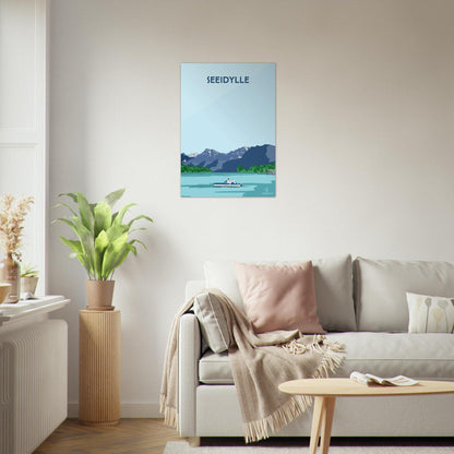 Seeidylle - Luzern - Printree.ch Freizeit, Localspot, Luzern, Minimalismus, Naturerlebnis, Paaraktivität, Poster, Romantik, Tretbootfahren, Vierwaldstättersee