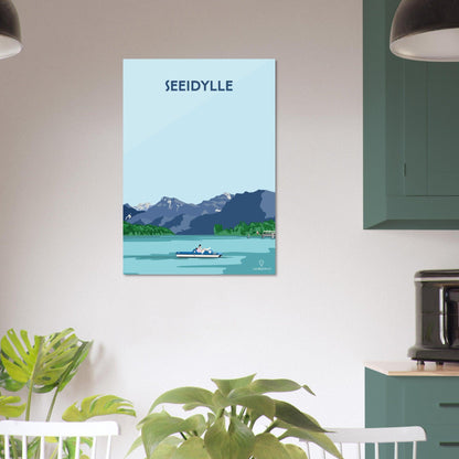 Seeidylle - Luzern - Printree.ch Freizeit, Localspot, Luzern, Minimalismus, Naturerlebnis, Paaraktivität, Poster, Romantik, Tretbootfahren, Vierwaldstättersee