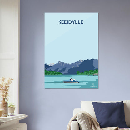 Seeidylle - Luzern - Printree.ch Freizeit, Localspot, Luzern, Minimalismus, Naturerlebnis, Paaraktivität, Poster, Romantik, Tretbootfahren, Vierwaldstättersee