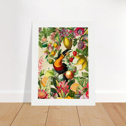 Toucan im Blüten und Früchte Jungle 2 - Printree.ch kunstschaffende, UTA NAUMANN