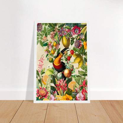 Toucan im Blüten und Früchte Jungle 2 - Printree.ch kunstschaffende, UTA NAUMANN