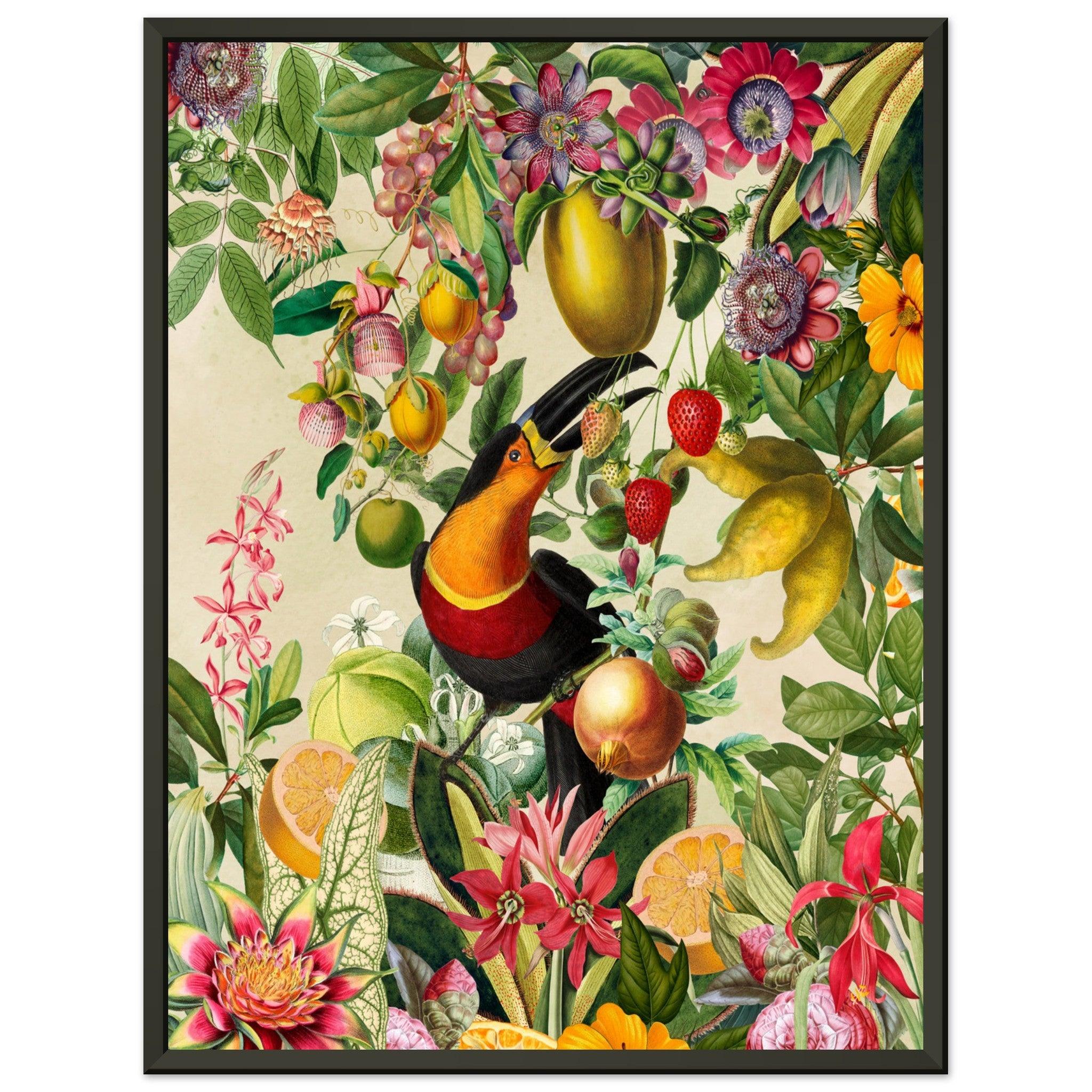 Toucan im Blüten und Früchte Jungle 2 - Printree.ch kunstschaffende, UTA NAUMANN