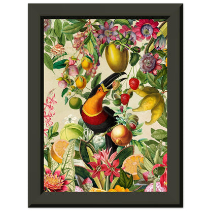 Toucan im Blüten und Früchte Jungle 2 - Printree.ch kunstschaffende, UTA NAUMANN