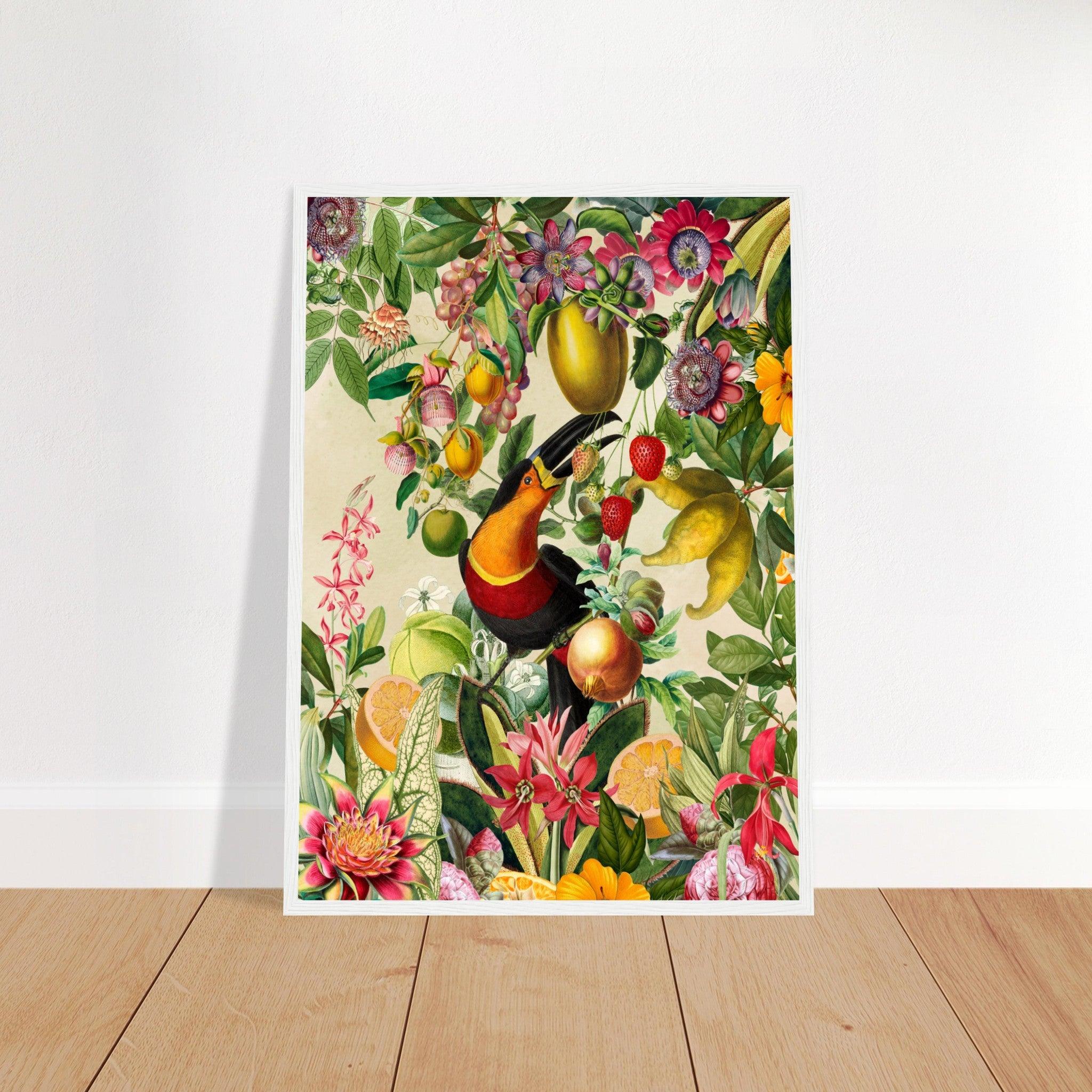 Toucan im Blüten und Früchte Jungle 2 - Printree.ch kunstschaffende, UTA NAUMANN