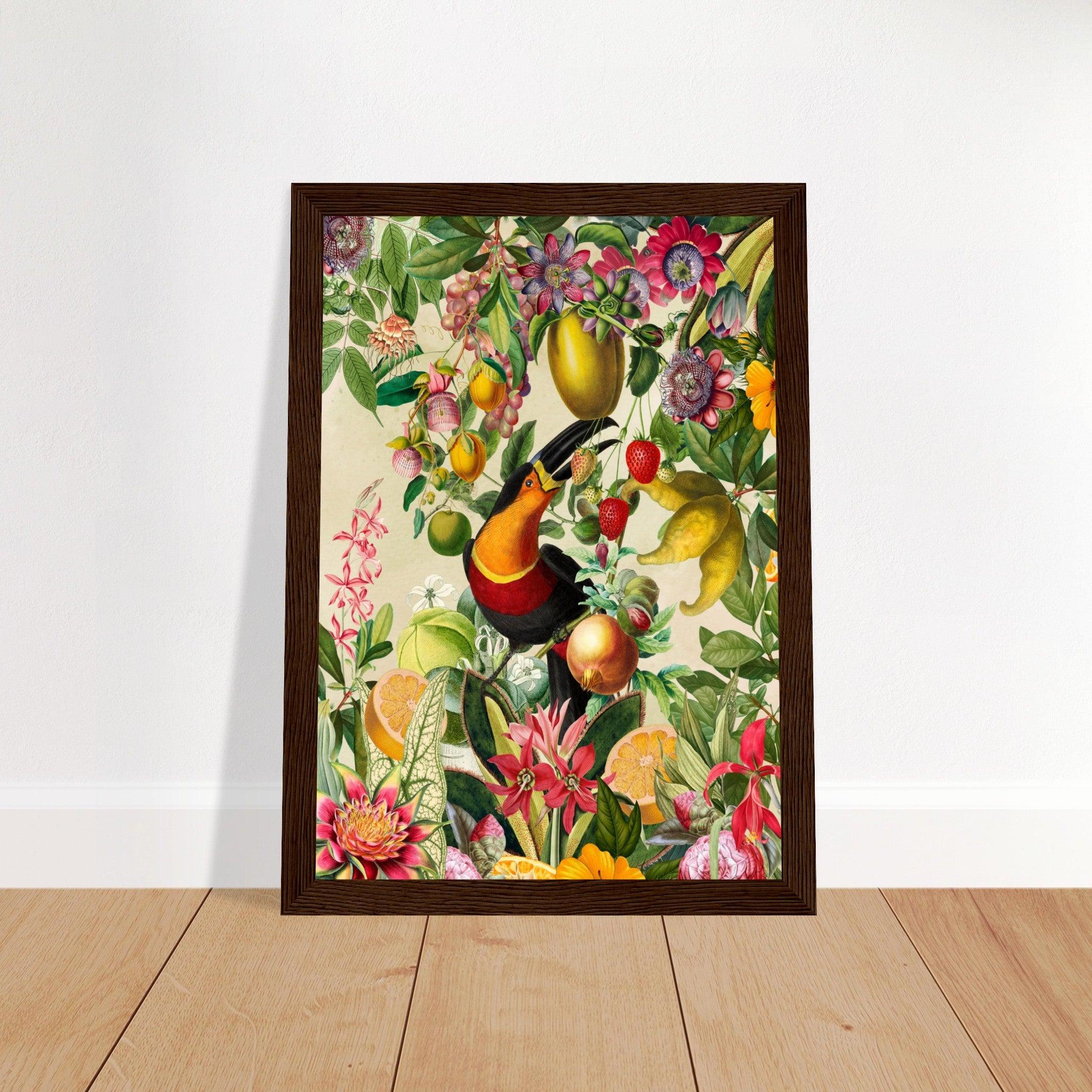 Toucan im Blüten und Früchte Jungle 2 - Printree.ch kunstschaffende, UTA NAUMANN