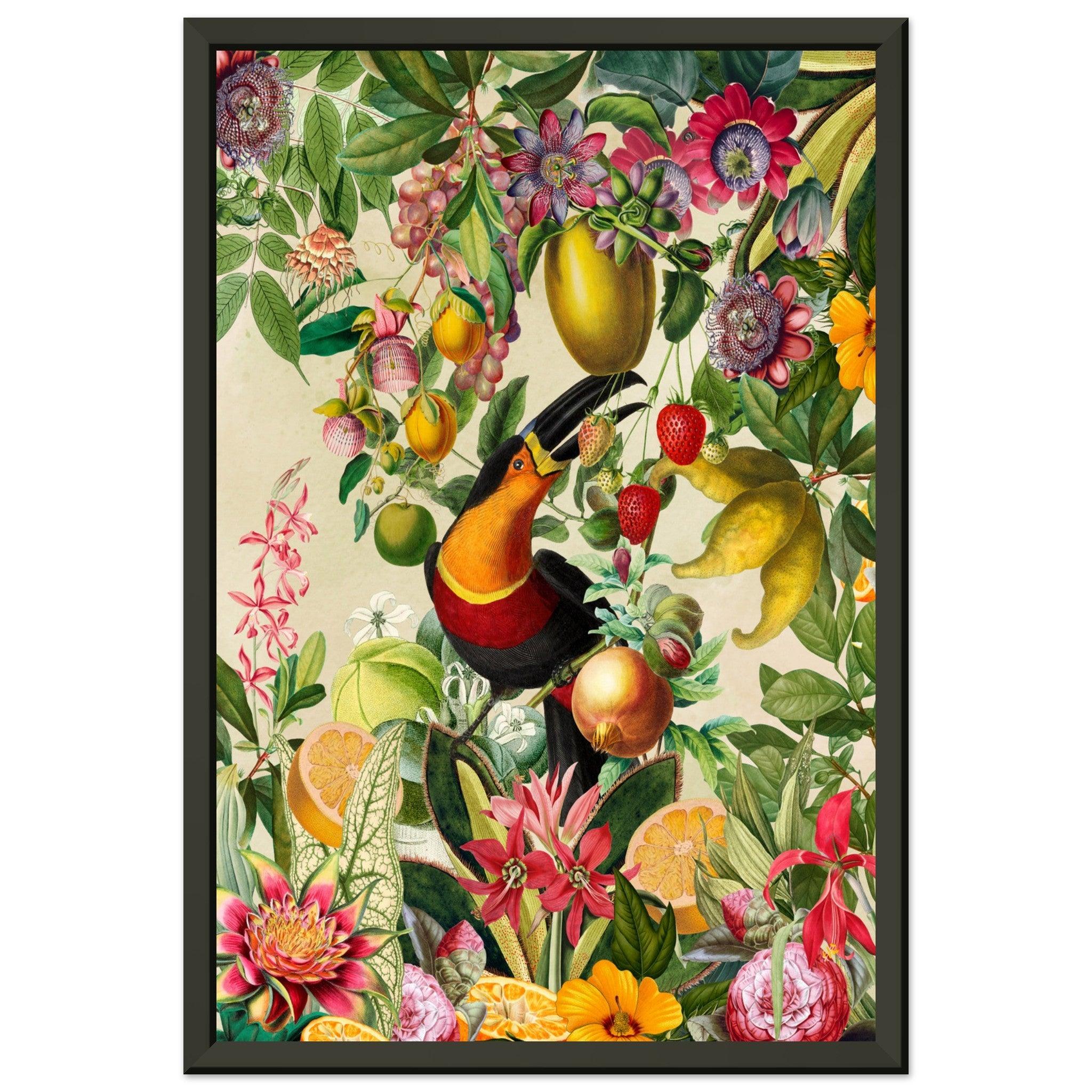 Toucan im Blüten und Früchte Jungle 2 - Printree.ch kunstschaffende, UTA NAUMANN