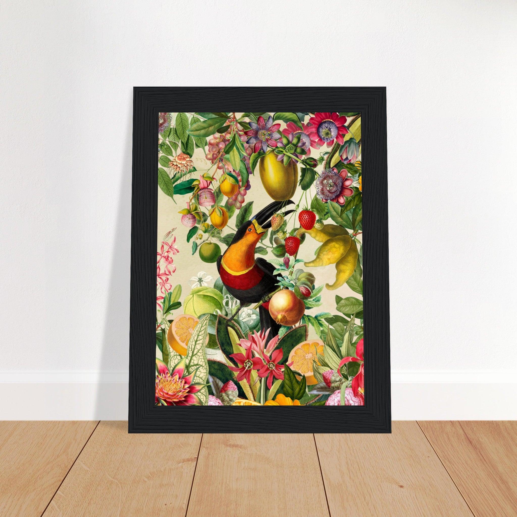 Toucan im Blüten und Früchte Jungle 2 - Printree.ch kunstschaffende, UTA NAUMANN