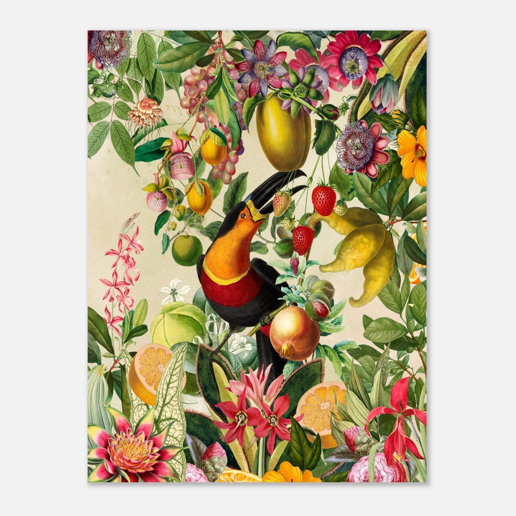 Toucan im Blüten und Früchte Jungle 2 - Printree.ch kunstschaffende, UTA NAUMANN