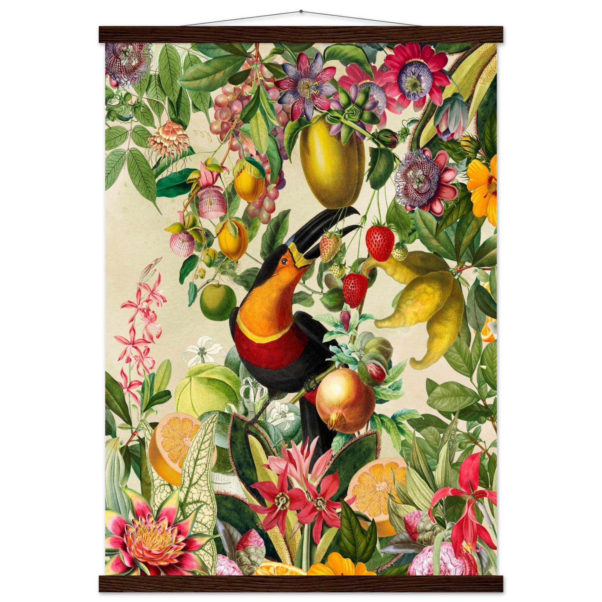 Toucan im Blüten und Früchte Jungle 2 - Printree.ch kunstschaffende, UTA NAUMANN