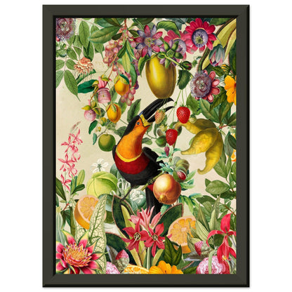 Toucan im Blüten und Früchte Jungle 2 - Printree.ch kunstschaffende, UTA NAUMANN