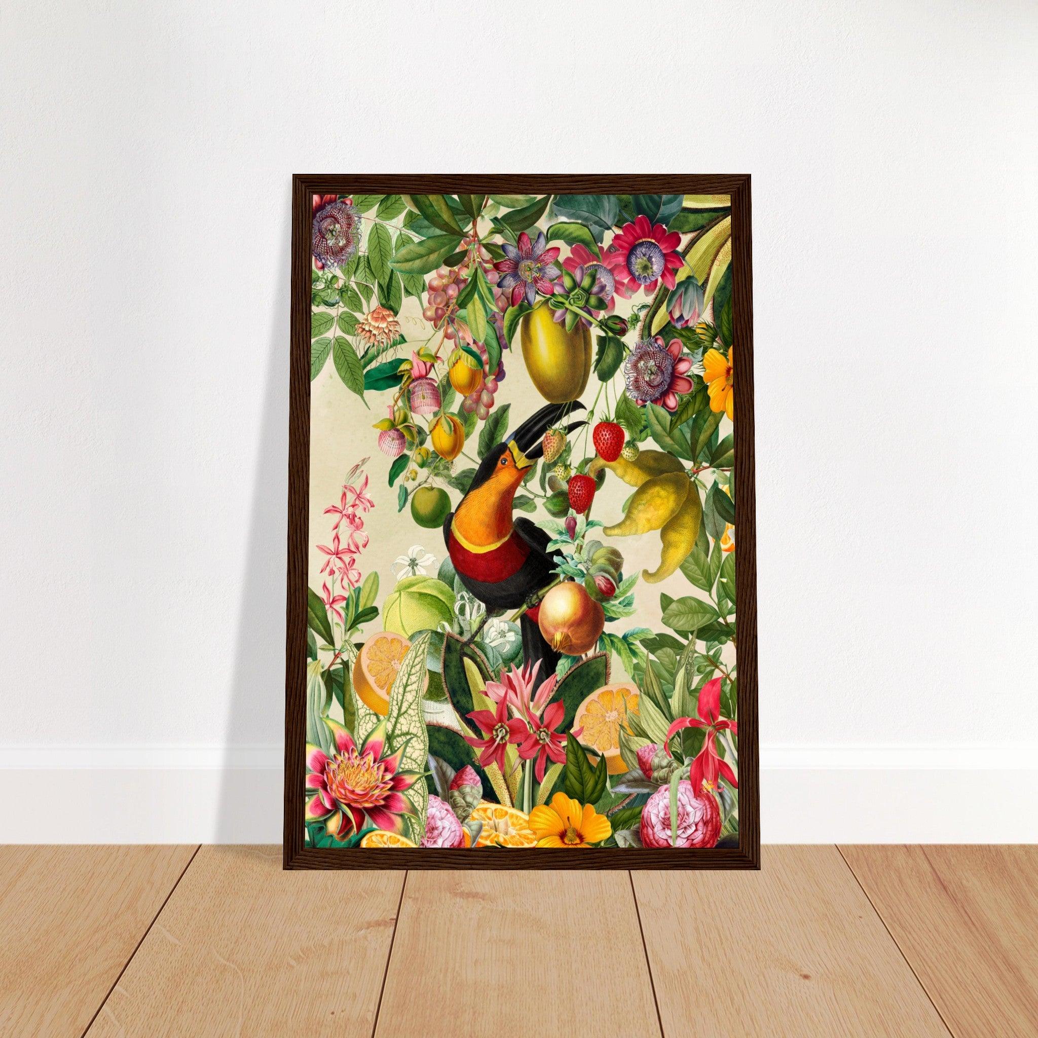 Toucan im Blüten und Früchte Jungle 2 - Printree.ch kunstschaffende, UTA NAUMANN