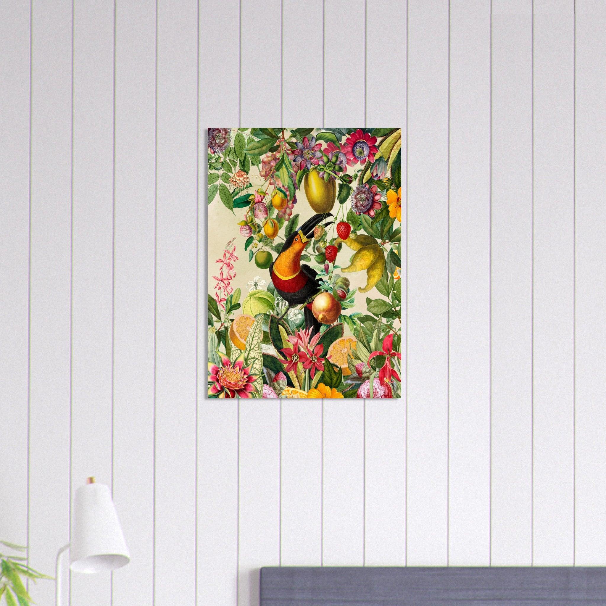 Toucan im Blüten und Früchte Jungle 2 - Printree.ch kunstschaffende, UTA NAUMANN