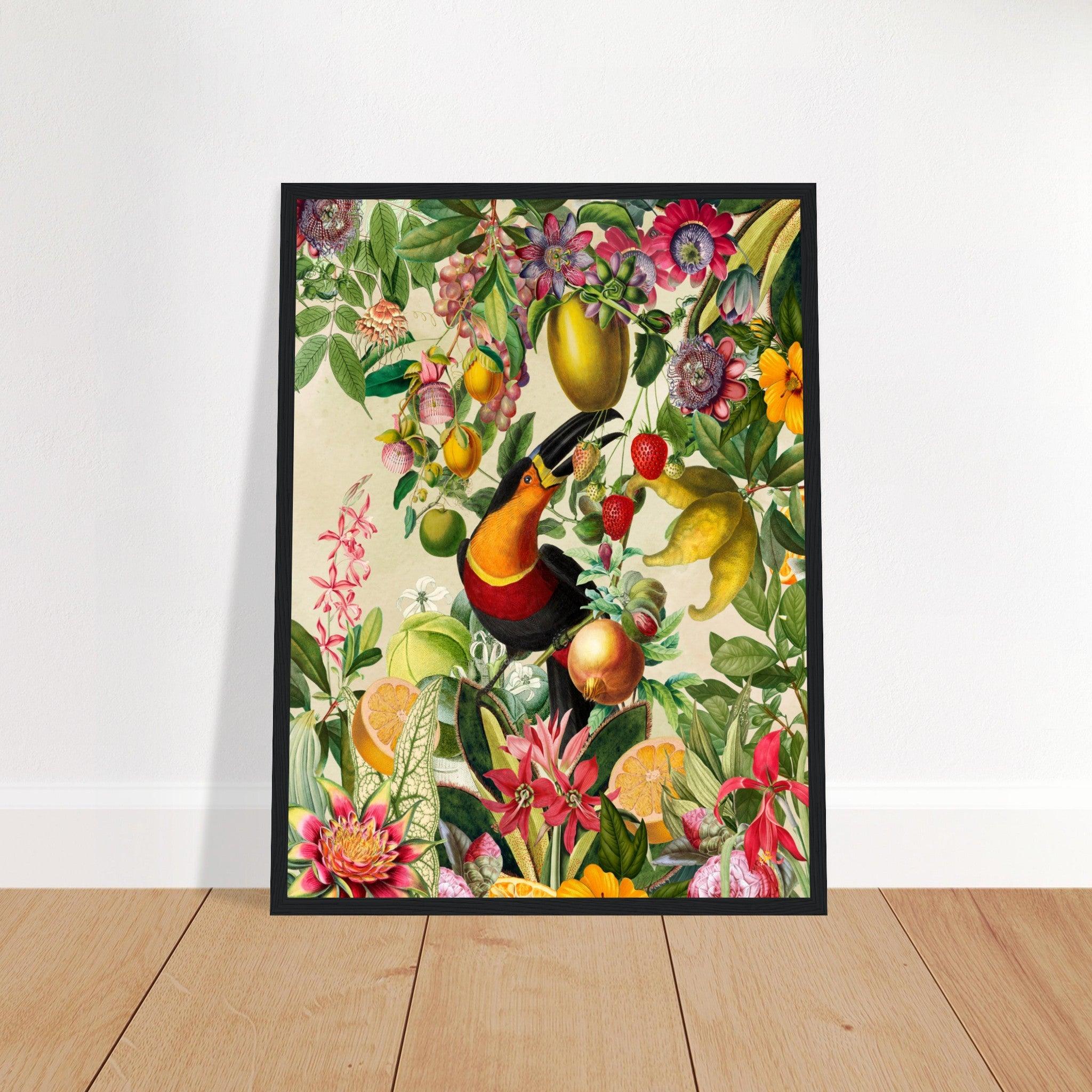 Toucan im Blüten und Früchte Jungle 2 - Printree.ch kunstschaffende, UTA NAUMANN