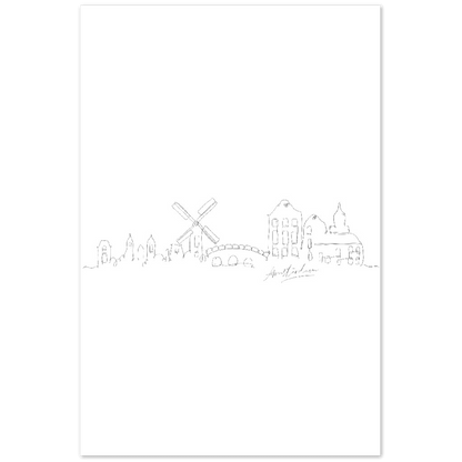 Amsterdam Line Art Poster: Bringe den Charme von Amsterdam in deine eigenen vier Wände! - Printree.ch Hand, hand drawn, handgezeichnet, Illustration, line, Line-Art, skyline