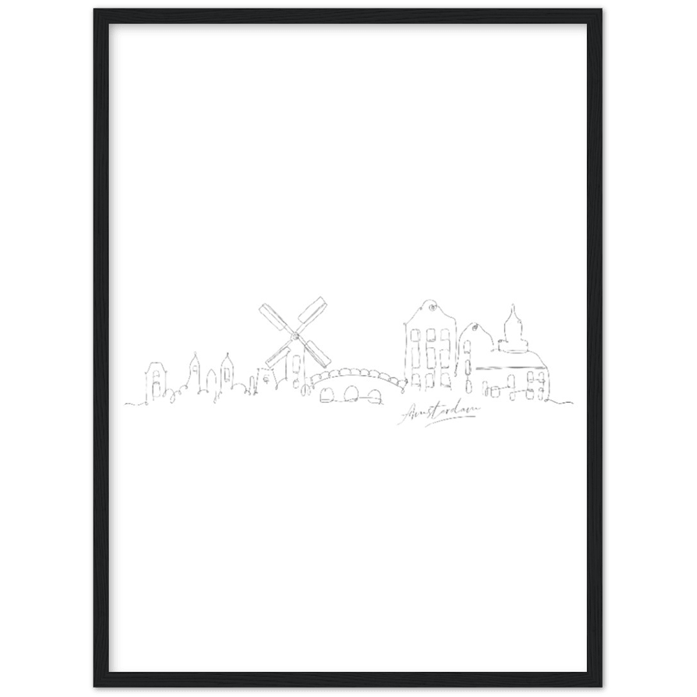 Amsterdam Line Art Poster: Bringe den Charme von Amsterdam in deine eigenen vier Wände! - Printree.ch Hand, hand drawn, handgezeichnet, Illustration, line, Line-Art, skyline