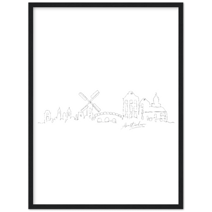 Amsterdam Line Art Poster: Bringe den Charme von Amsterdam in deine eigenen vier Wände! - Printree.ch Hand, hand drawn, handgezeichnet, Illustration, line, Line-Art, skyline