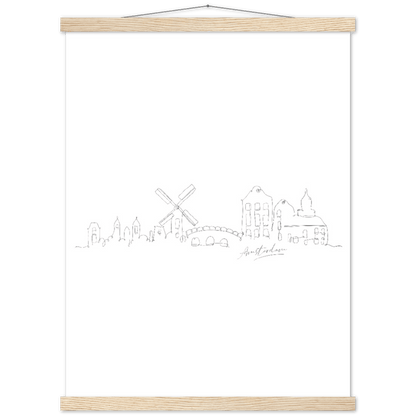 Amsterdam Line Art Poster: Bringe den Charme von Amsterdam in deine eigenen vier Wände! - Printree.ch Hand, hand drawn, handgezeichnet, Illustration, line, Line-Art, skyline