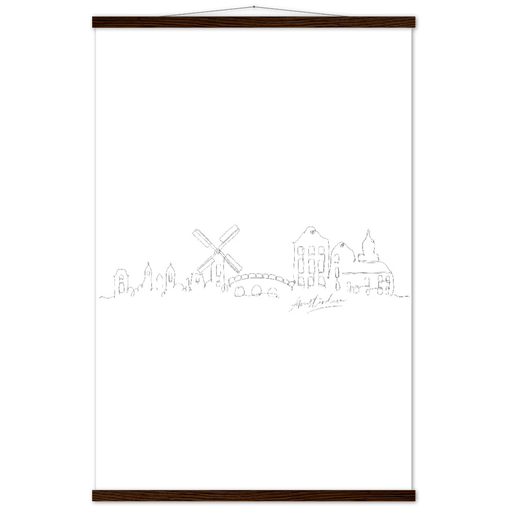 Amsterdam Line Art Poster: Bringe den Charme von Amsterdam in deine eigenen vier Wände! - Printree.ch Hand, hand drawn, handgezeichnet, Illustration, line, Line-Art, skyline